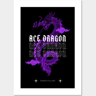 Japanese Aesthetic Ace Pride Purple Dragon Posters and Art